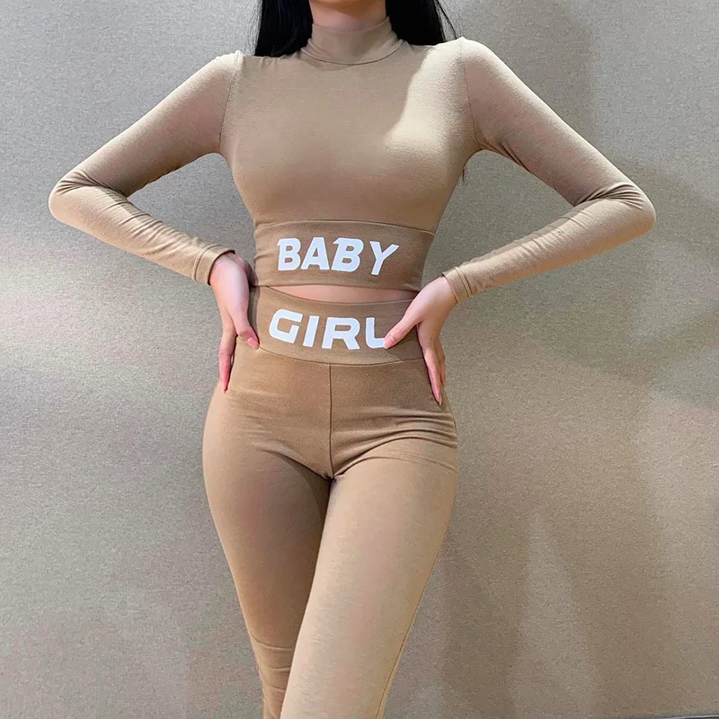 Letter Fashion Tracksuit Women Turtleneck Full Long Sleeve Crop Top+leggings Matching Set Stretchy Sporty Fitness Casual Outfits
Letter Fashion Tracksuit Women Turtleneck Full Long Sleeve Crop Top+leggings Matching Set Stretchy Sporty Fitness Casual Outfits