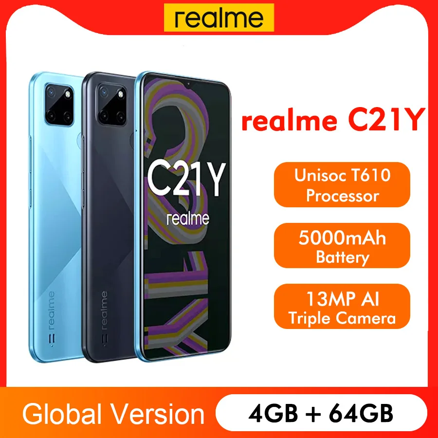 Смартфон глобальная версия realme C21Y 6 5 дюйма 3/4 + 32/64 ГБ 13 МП 5000 мА · ч | Мобильные