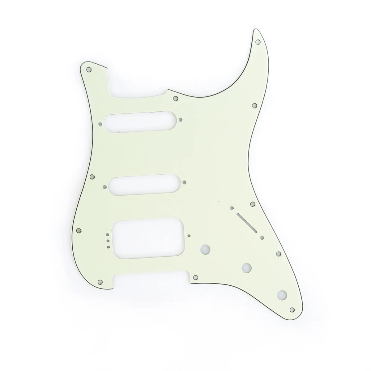 

Musiclily Pro 11-Hole Round Corner HSS Guitar Strat Pickguard for USA/Mexican Strat 4-screw Humbucking Pickup, 3Ply Mint Green