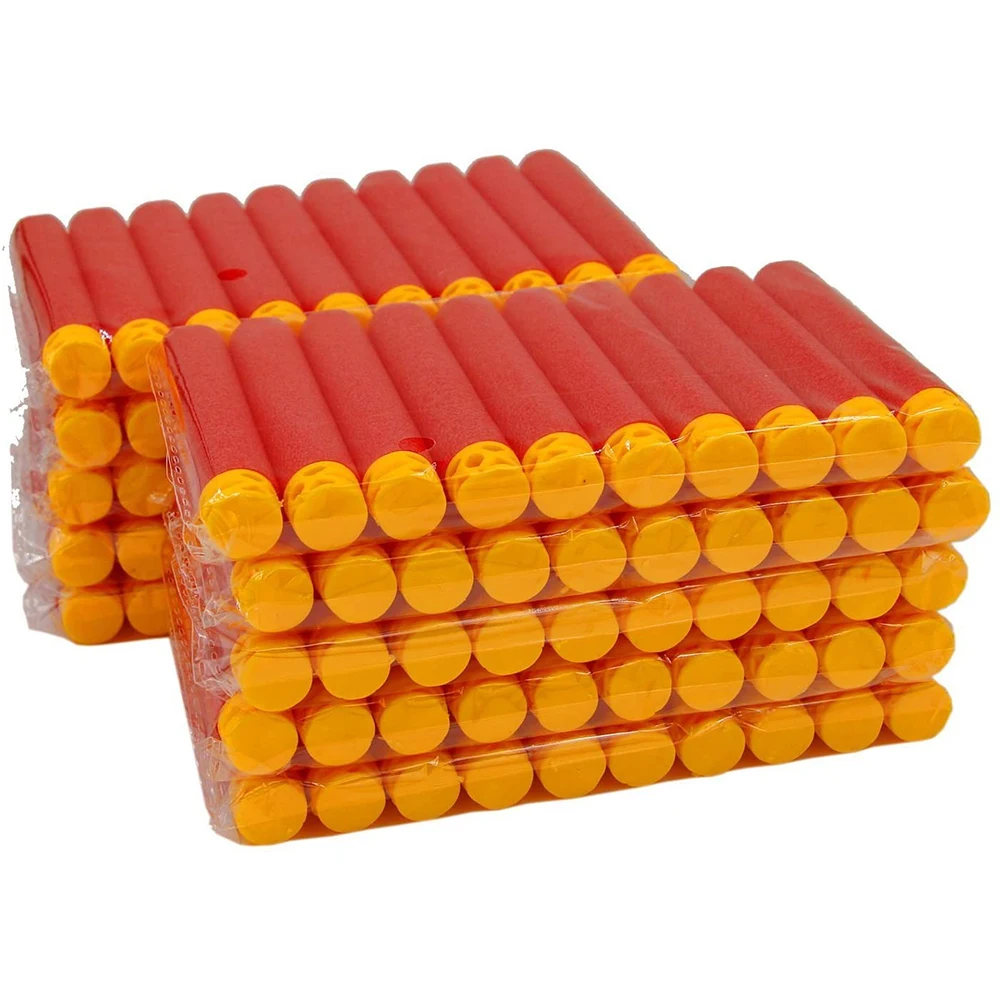 Red 100PCS EVA Hollow Out Soft Head 7.2cm Dart Refill for Toy Gun Bullets for Nerf Series Xmas Toy Gun Accessories Kids Toy