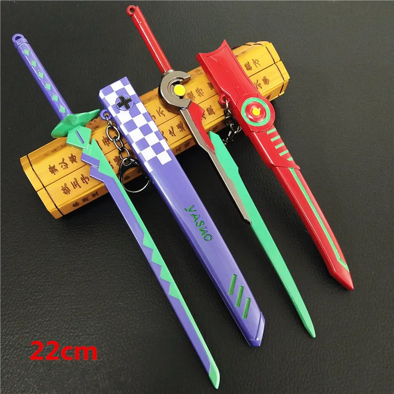 Игра LOL Косплэй оружие League Of Legends Yasuo, меч из металла Косплэй реквизит для любителей подарки держатель сувенир в блистерной упаковке посылка 22 см