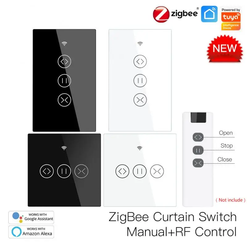 Tuya ZigBee 3,0 RF умный сенсорный выключатель для штор роликовые жалюзи затвор Беспроводное управление реле состояние работает с Alexa Google
Tuya ZigBee 3,0 RF умный сенсорный выключатель для штор роликовые жалюзи затвор Беспроводное управление реле состояние работает с Alexa Google