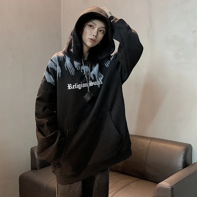 2021 Gothic hoodies women spring and autumn new fashion hooded street sweatshirts loose Korean women couple jacket ins tide tops
2021 Gothic hoodies women spring and autumn new fashion hooded street sweatshirts loose Korean women couple jacket ins tide tops