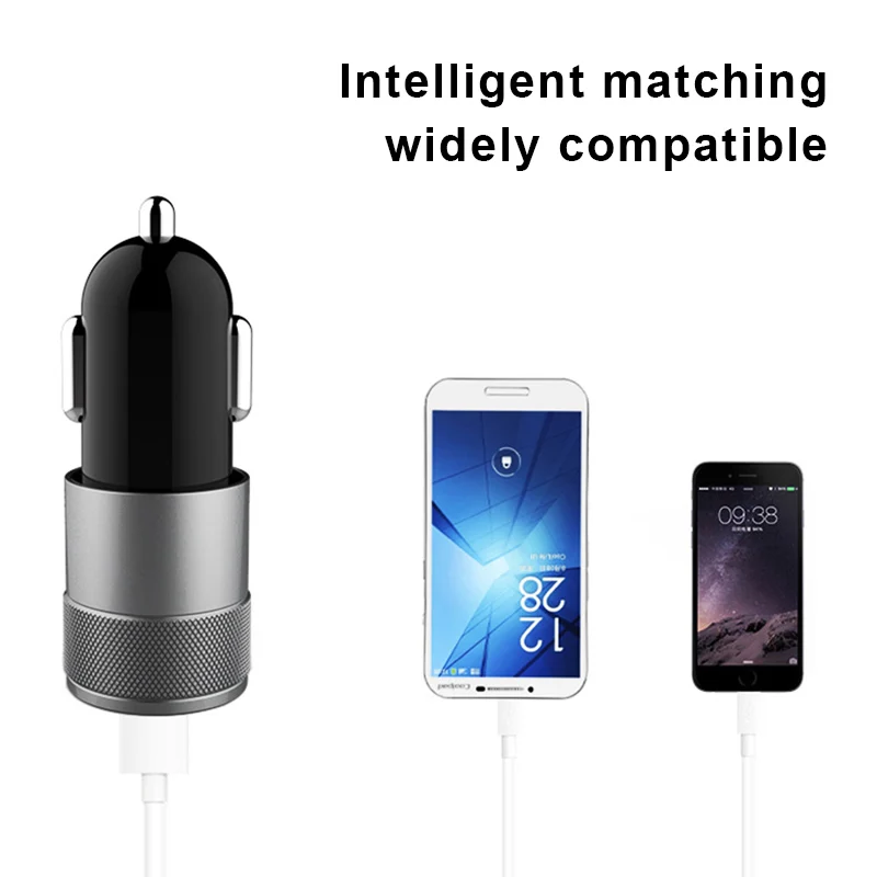 New Car Charger 2 USB Port Fast Charging Alloy Charger for Vehicle Smart Phone Accessories M8617
New Car Charger 2 USB Port Fast Charging Alloy Charger for Vehicle Smart Phone Accessories M8617