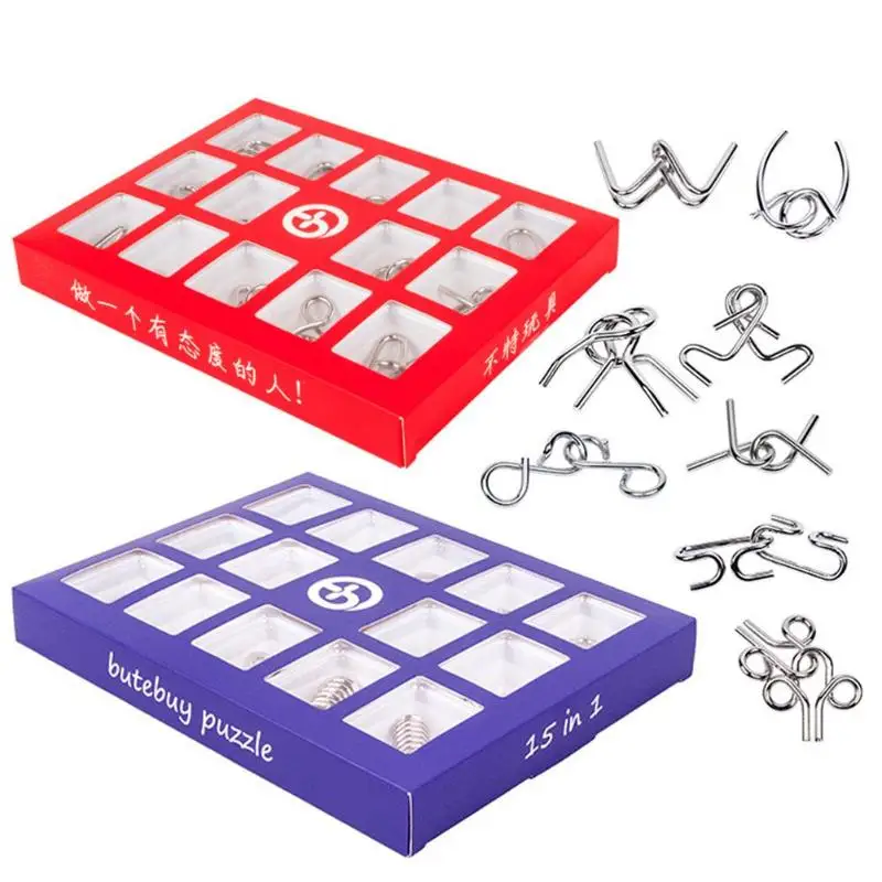 8/15pcs Materials Metal Montessori Puzzle Wire IQ Mind Brain Teaser Puzzles for Children Adults Anti-Stress Reliever Toys Gifts
8/15pcs Materials Metal Montessori Puzzle Wire IQ Mind Brain Teaser Puzzles for Children Adults Anti-Stress Reliever Toys Gifts
