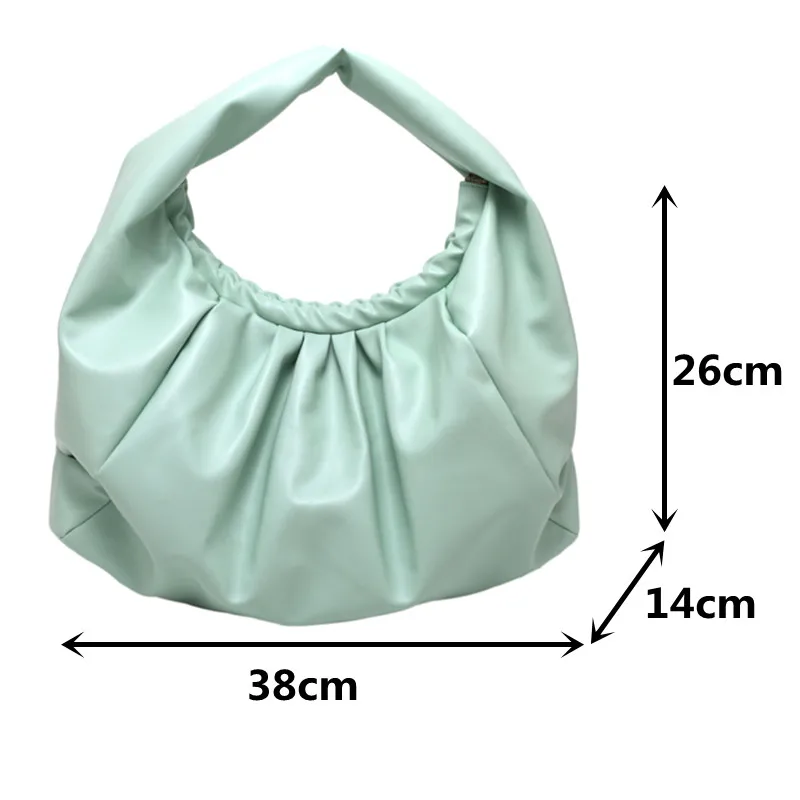 Soft Pu Leather Women's Tote Bags Big Pleated Cloud Bag Half Moon Design Shoulder Bag Unique Handbag Roomy Green Female Hobo Bag
Soft Pu Leather Women's Tote Bags Big Pleated Cloud Bag Half Moon Design Shoulder Bag Unique Handbag Roomy Green Female Hobo Bag