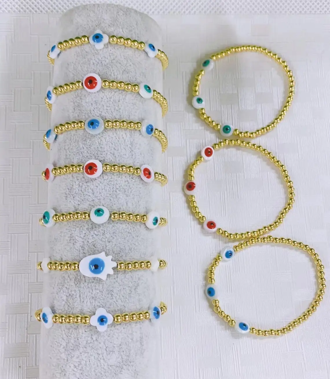 5Pcs Fashion Luxury gold plated beads beaded bracelet,handmade eye Hamsa Hand shell Stretch charm bracelet
5Pcs Fashion Luxury gold plated beads beaded bracelet,handmade eye Hamsa Hand shell Stretch charm bracelet