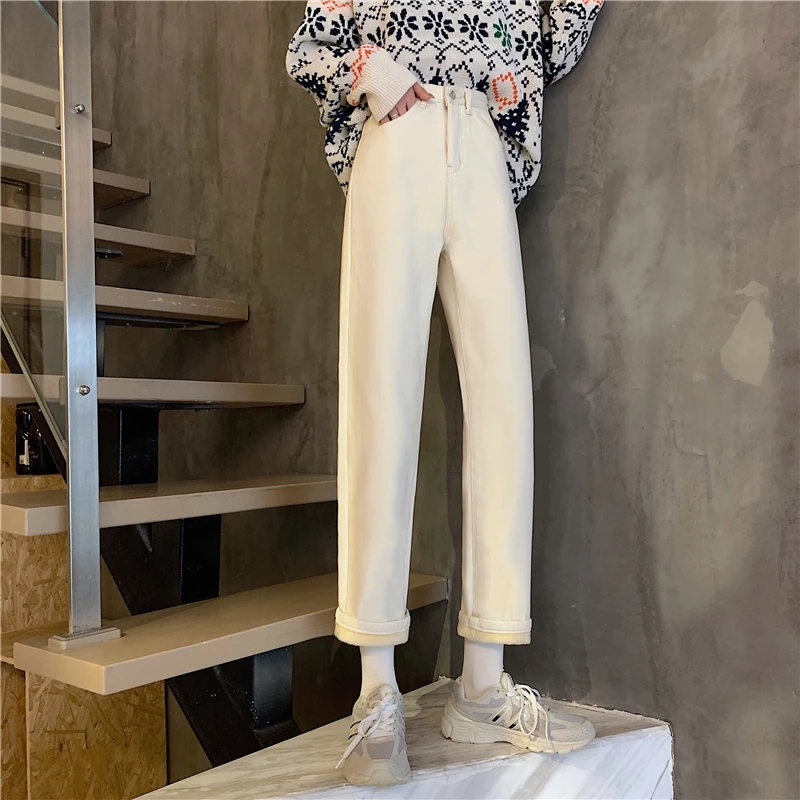 4360 2021 new Plush padded jeans women's spring spring and autumn loose straight-leg pants
4360 2021 new Plush padded jeans women's spring spring and autumn loose straight-leg pants