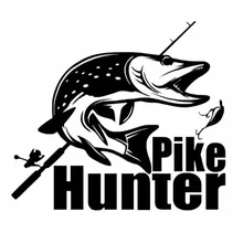 SZWL Fashion Pike Hunter Fishing Bite Car Stickers Tuna Gold Fish Decals Accessories for Universal Auto Motorcycle PVC,22cm*19cm