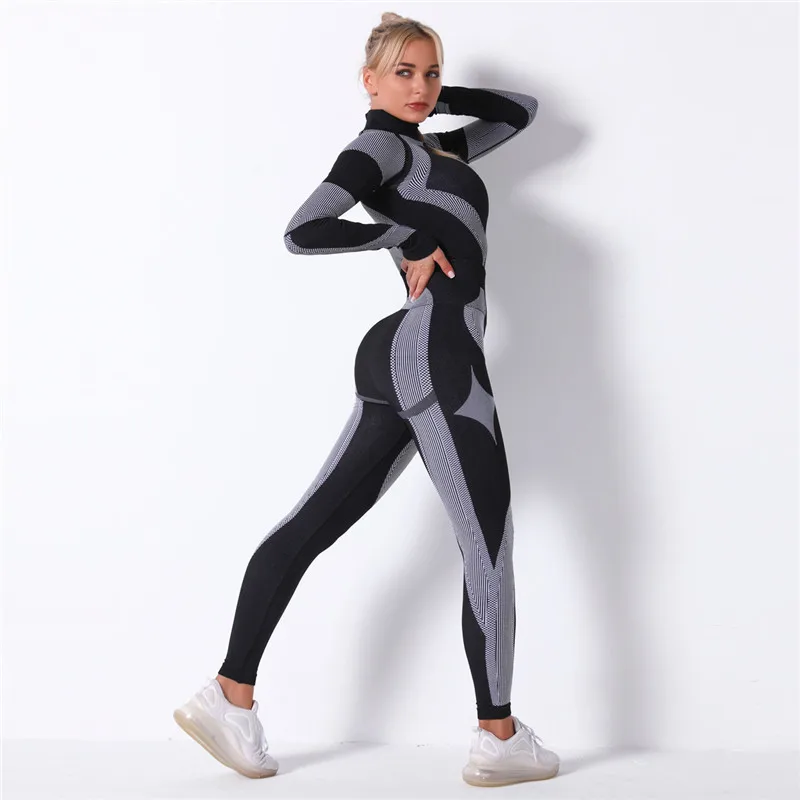 Seamless Workout Sets Women Yoga Suits Elastic Long Sleeve Shirt Striped Energy Leggings 2 Piece Cycling Running Sportswear
Seamless Workout Sets Women Yoga Suits Elastic Long Sleeve Shirt Striped Energy Leggings 2 Piece Cycling Running Sportswear
