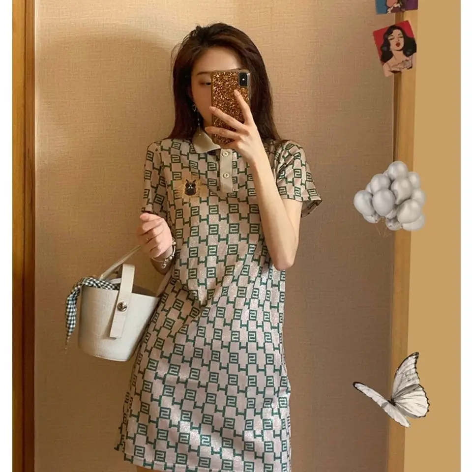 Summer New French Printed Shift Dress Joker Short Sleeve Dress Ice Silk Fashion Summer Dress Women
Summer New French Printed Shift Dress Joker Short Sleeve Dress Ice Silk Fashion Summer Dress Women