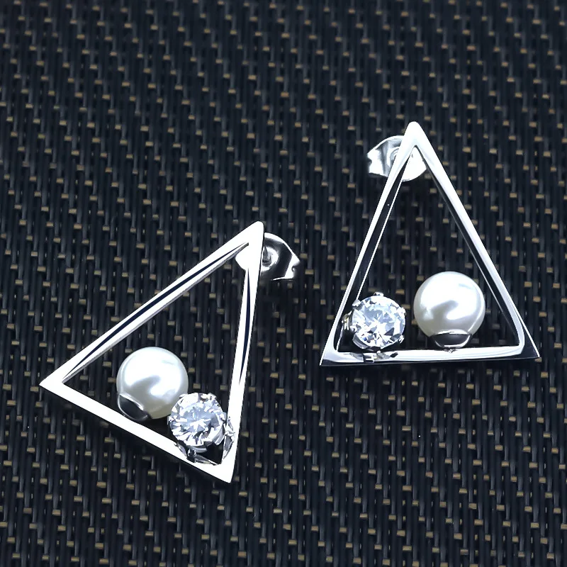 Korea Fashion Crystal Pearl Earrings Geometric Triangle Design Earrings Stainless Steel Earrings Stud Earrings Jewelry bijoux
Korea Fashion Crystal Pearl Earrings Geometric Triangle Design Earrings Stainless Steel Earrings Stud Earrings Jewelry bijoux