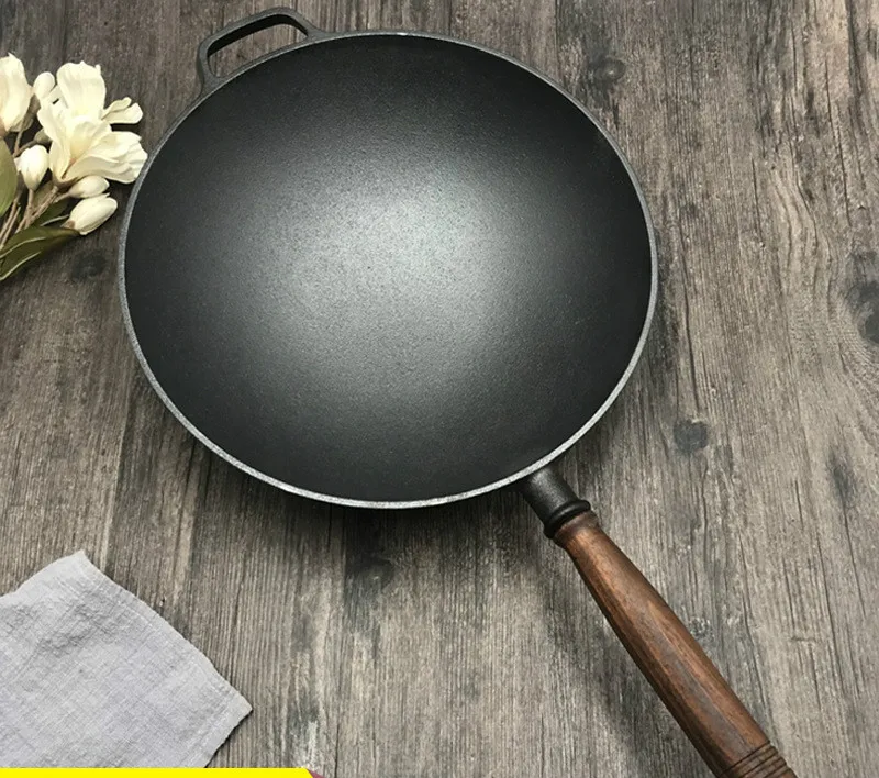32cm Rounding Bottom Thick Cast Iron Wok Non-Stick Uncoated Cast Iron Wok Single Handle Pointed Bottom Wok
32cm Rounding Bottom Thick Cast Iron Wok Non-Stick Uncoated Cast Iron Wok Single Handle Pointed Bottom Wok