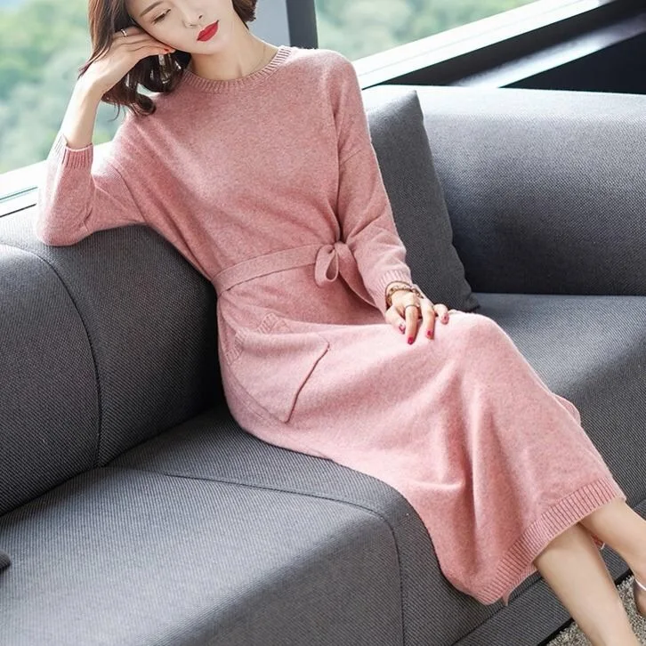 Fall Winter Sash High Waisted Beige Green Knit Elegant Sweater Dress for Women , Female Womens Pullover Long Sweaters Dresses
Fall Winter Sash High Waisted Beige Green Knit Elegant Sweater Dress for Women , Female Womens Pullover Long Sweaters Dresses