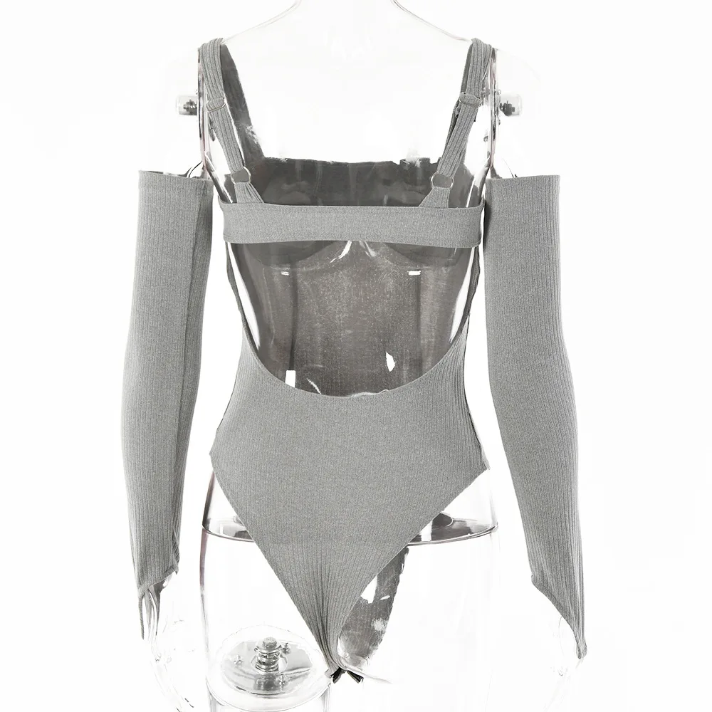 Rib Knitted Bodycon Bodysuit Women Sexy Long Sleeve Body Tops Femme 2021 Summer Black Backless Bodysuits Streetwear New 
Rib Knitted Bodycon Bodysuit Women Sexy Long Sleeve Body Tops Femme 2021 Summer Black Backless Bodysuits Streetwear New