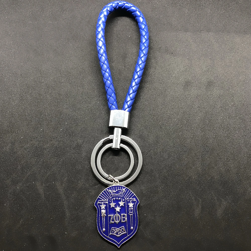Фото Популярный синий брелок с логотипом ZETA PHI BETA sisterhood shield badge кожаный подвеской |