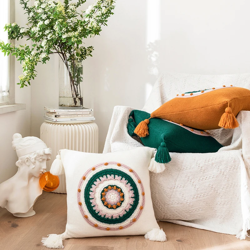 Ethnic Style Tassel Knitted Pillow Custom Handmade Pillowcase Throw Waist Pillow Pouf Soft Comfortable Cushion Cover
Ethnic Style Tassel Knitted Pillow Custom Handmade Pillowcase Throw Waist Pillow Pouf Soft Comfortable Cushion Cover