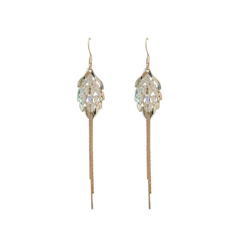 2020 New Arrival Trendy Simple Crystal Long Leaf Tassel Dangle Earrings For Women Elegant Water Drop Fashion Pendant Jewelry
2020 New Arrival Trendy Simple Crystal Long Leaf Tassel Dangle Earrings For Women Elegant Water Drop Fashion Pendant Jewelry