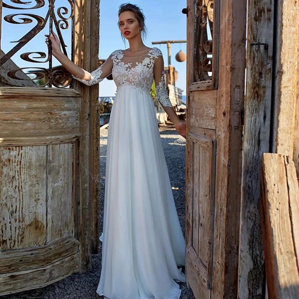 Charming Summer Pregnant Women Wedding Dress Chiffon Bridal Gowns Scoop Neck Three Quarter Sleeve A Line Applique Custom Made
Charming Summer Pregnant Women Wedding Dress Chiffon Bridal Gowns Scoop Neck Three Quarter Sleeve A Line Applique Custom Made