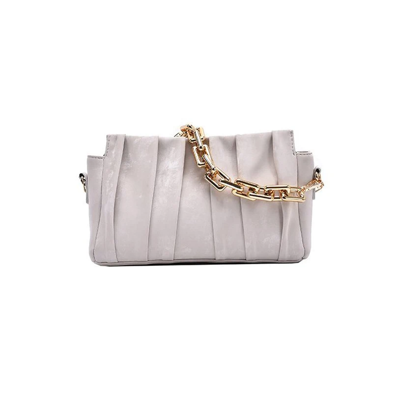 Ruched Design Crossbody Bags For Women 2020 Chic Thick Golden Chain Handbags Female Fashion Street Style Folds Shoulder Bag 
Ruched Design Crossbody Bags For Women 2020 Chic Thick Golden Chain Handbags Female Fashion Street Style Folds Shoulder Bag