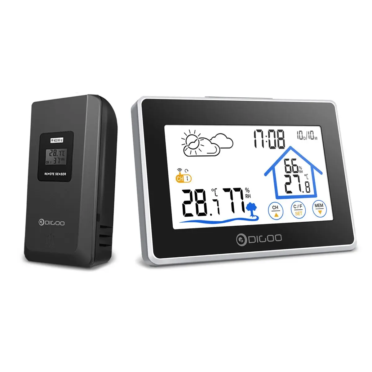 Digoo Wireless Sensor Station Thermometer Hygrometer Touch Screen Weather Station With Thermometer Outdoor Forecast Sensor Clock
Digoo Wireless Sensor Station Thermometer Hygrometer Touch Screen Weather Station With Thermometer Outdoor Forecast Sensor Clock