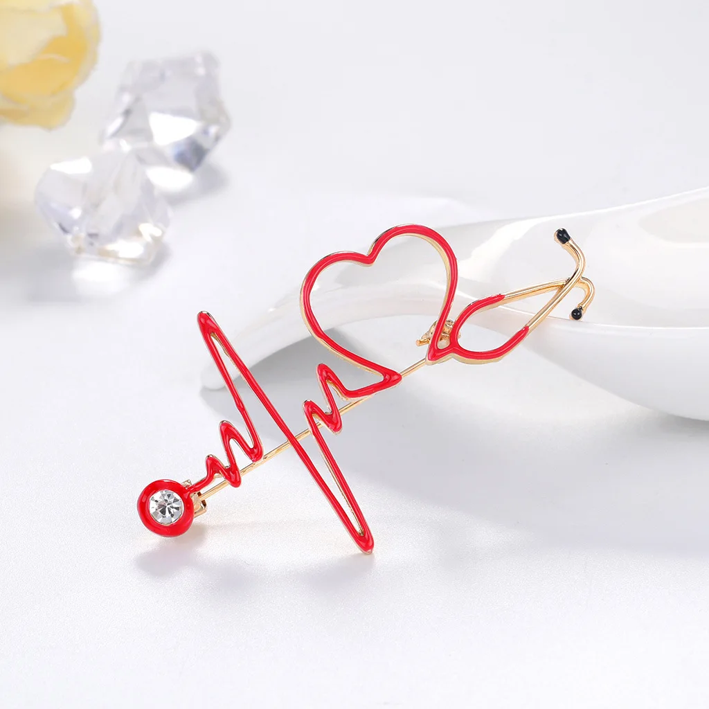 VCVZ Enamel Red Heart Shape Brooches Enamel Electrocardiogram Stethoscope Hospital Doctor Nurse Brooch Pins Heartbeat Badge Gift
VCVZ Enamel Red Heart Shape Brooches Enamel Electrocardiogram Stethoscope Hospital Doctor Nurse Brooch Pins Heartbeat Badge Gift