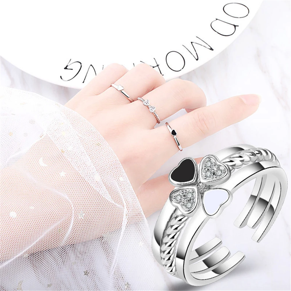 Korean Fashion Silver Ring 3 Combination to 1 Open Ring Clover with Shiny Zirconia for Women Girlfriend Gift Resizable PNJ160
Korean Fashion Silver Ring 3 Combination to 1 Open Ring Clover with Shiny Zirconia for Women Girlfriend Gift Resizable PNJ160