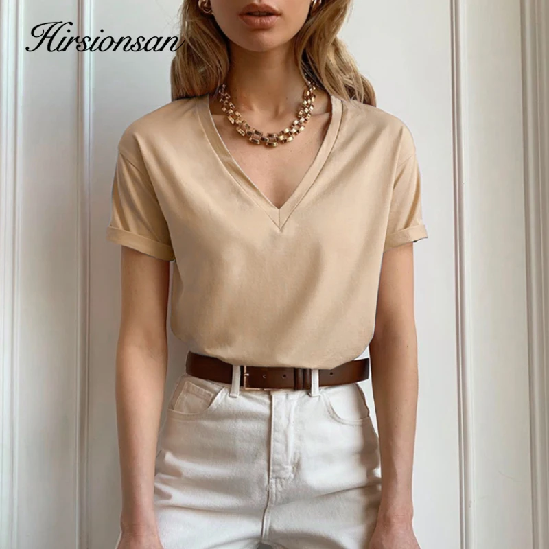 Hirsionsan 100% Cotton Summer T Shirt Women Soft Short Sleeve V Neck Female Tees Basic Kintwear Tops Harajuku Tshirt for Ladies
Hirsionsan 100% Cotton Summer T Shirt Women Soft Short Sleeve V Neck Female Tees Basic Kintwear Tops Harajuku Tshirt for Ladies