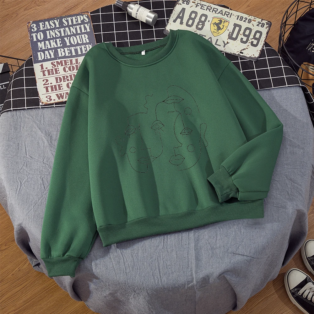 White Gray Vintage Art Face Line Printed Moletom Sweatshirts Women Autumn Fashion Pullovers Plus Size Warm Hoodies Streetwear
White Gray Vintage Art Face Line Printed Moletom Sweatshirts Women Autumn Fashion Pullovers Plus Size Warm Hoodies Streetwear