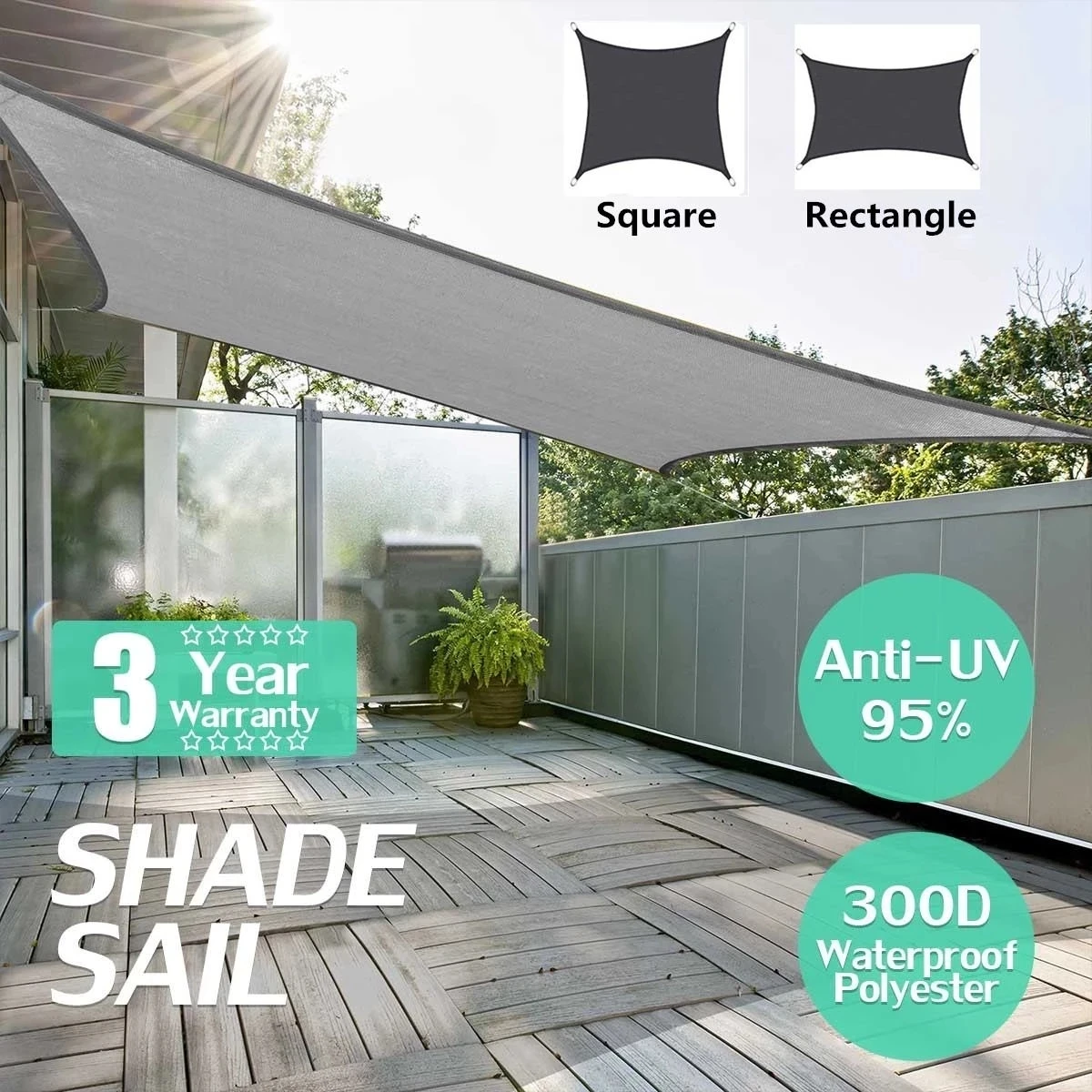 Серый 300D Водонепроницаемый тент парус ультралегкий для сада бассейна awning2022 |