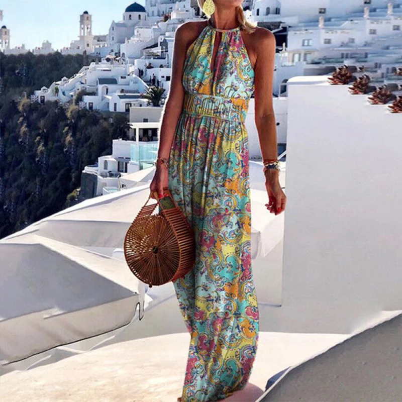 2021 Summer Boho Floral Print Long Party Dress Women Elegant Halter Sleeveless Maxi Dress Spring Backless Hollow Out Dresses 2XL
2021 Summer Boho Floral Print Long Party Dress Women Elegant Halter Sleeveless Maxi Dress Spring Backless Hollow Out Dresses 2XL