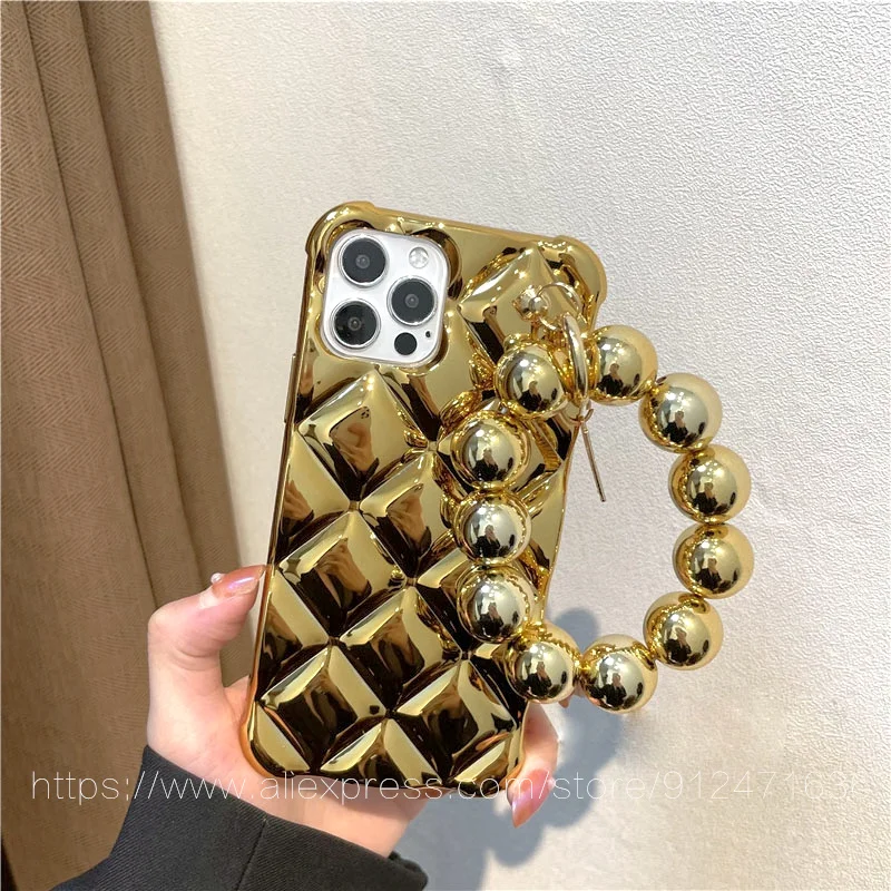 Luxury Plating Gold Bracelet 3D Mesh Silicone Phone Case For iPhone 13 12 11 Pro Max XS XR 7 8Plus Mini Glossy Wrist Strap Funda
Luxury Plating Gold Bracelet 3D Mesh Silicone Phone Case For iPhone 13 12 11 Pro Max XS XR 7 8Plus Mini Glossy Wrist Strap Funda