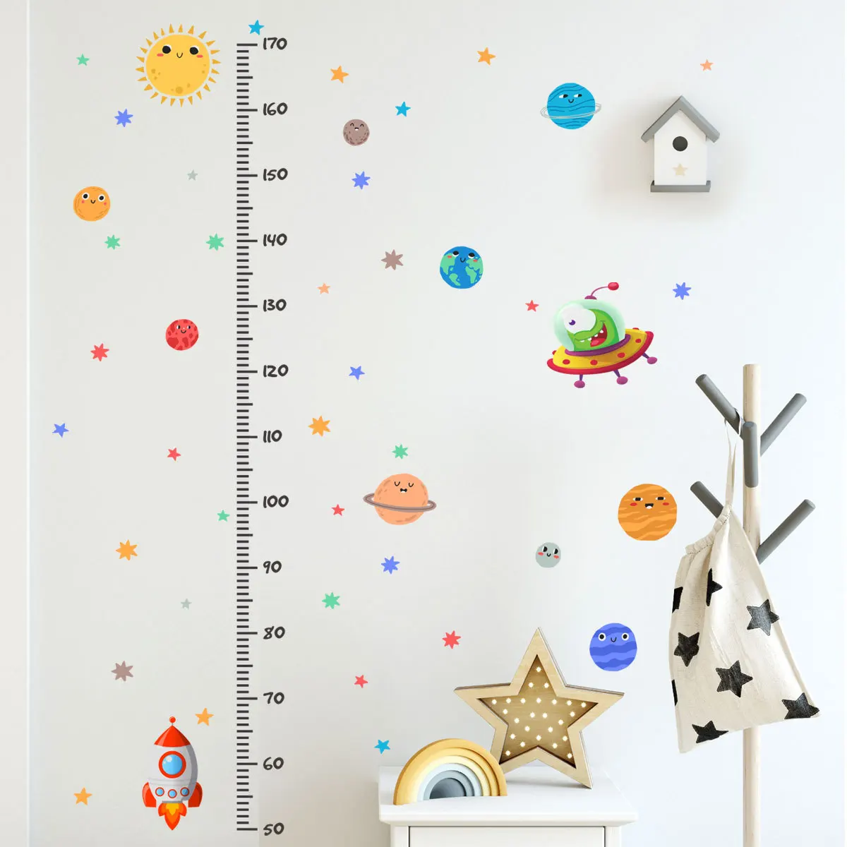 Мультяшные измерительные наклейки на стену для детской комнаты измеритель