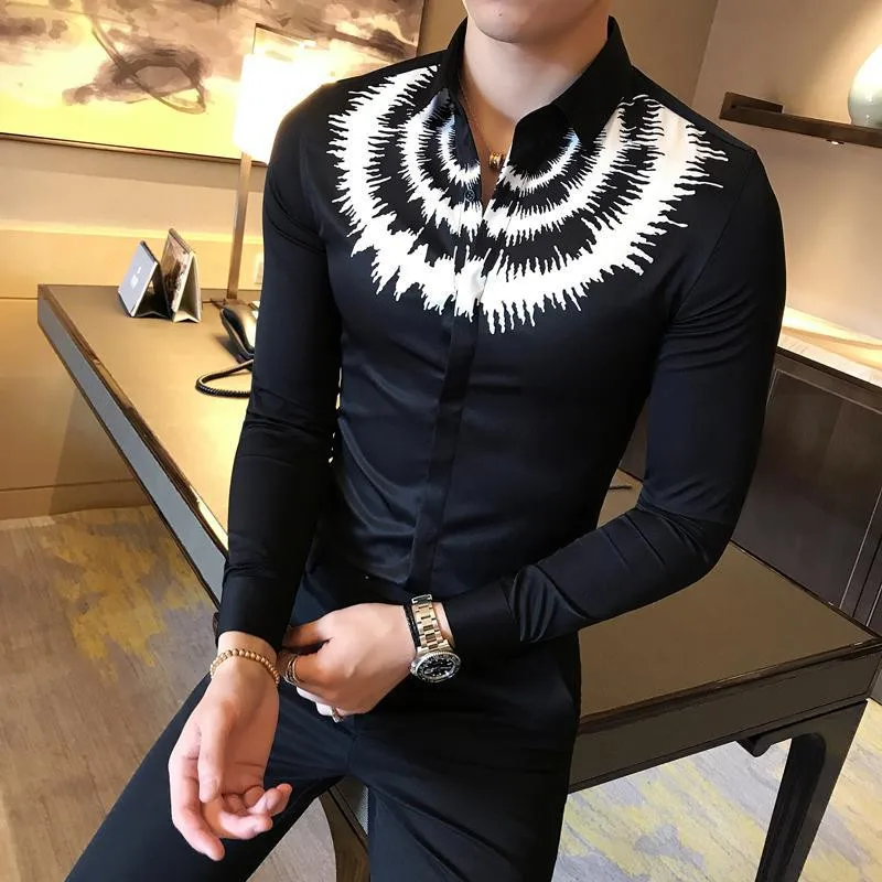 Digital Printed Casual Shirt Spring Men Long Sleeve Korean Dress Slim Fit Tuxedo Shirts Male Fashion Night Club Work Shirt Men 
Digital Printed Casual Shirt Spring Men Long Sleeve Korean Dress Slim Fit Tuxedo Shirts Male Fashion Night Club Work Shirt Men