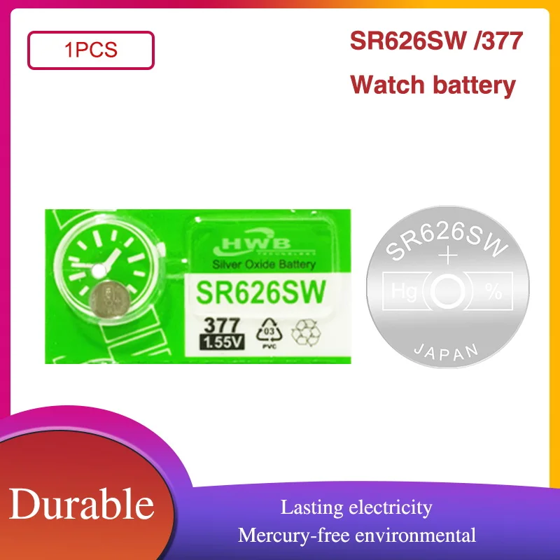 377 SR626SW SR626 AG4 1,55 V Серебряный оксид, часовая батарея SR626SW 377, Кнопочная монетница, сделано в Японии
377 SR626SW SR626 AG4 1,55 V Серебряный оксид, часовая батарея SR626SW 377, Кнопочная монетница, сделано в Японии