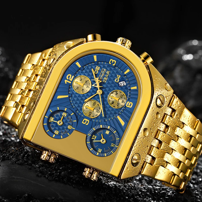 TEMEITE золотые мужские часы лучший бренд класса люкс Нержавеющая Сталь военные