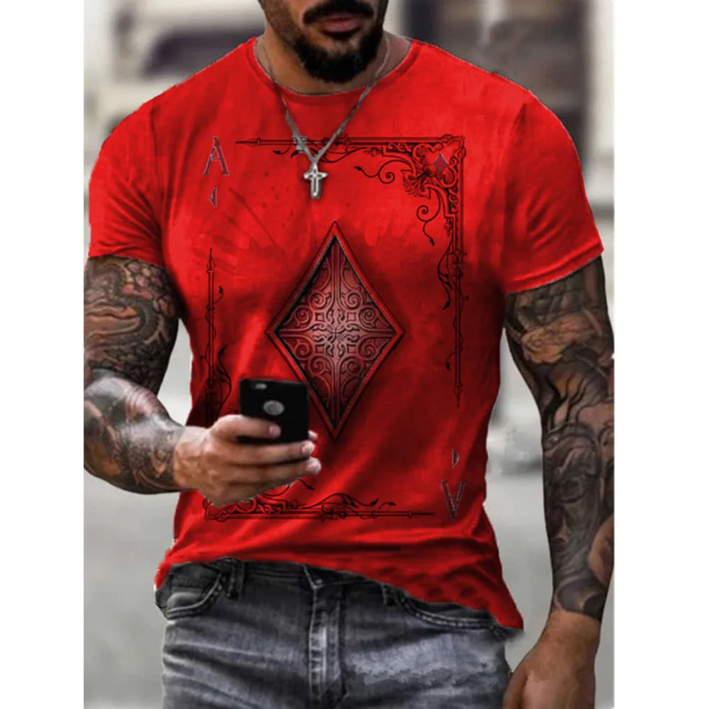 2021 Playing Cards Diamond Square Print T-shirt Men's Summer New Casual Short Sleeve Pullover Loose Tops T-shirts Male
2021 Playing Cards Diamond Square Print T-shirt Men's Summer New Casual Short Sleeve Pullover Loose Tops T-shirts Male