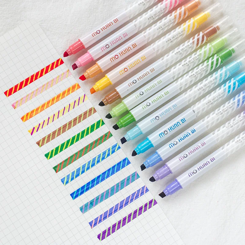 

12 pcs/set Magic Color Drawing Pen Discolored Highlighter Marker Spot Liner Pens Scrapbooking Art Supplies Stationery School