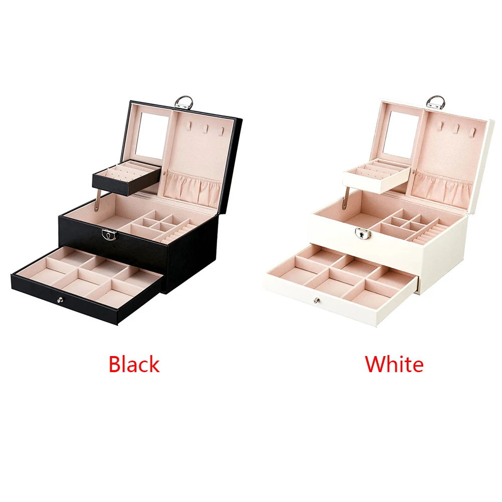 Display Portable Stud Gift Organizer Simple Solid Makeup Organizer Travel Rings Multi Layer Necklaces Jewelry Box With Key
Display Portable Stud Gift Organizer Simple Solid Makeup Organizer Travel Rings Multi Layer Necklaces Jewelry Box With Key