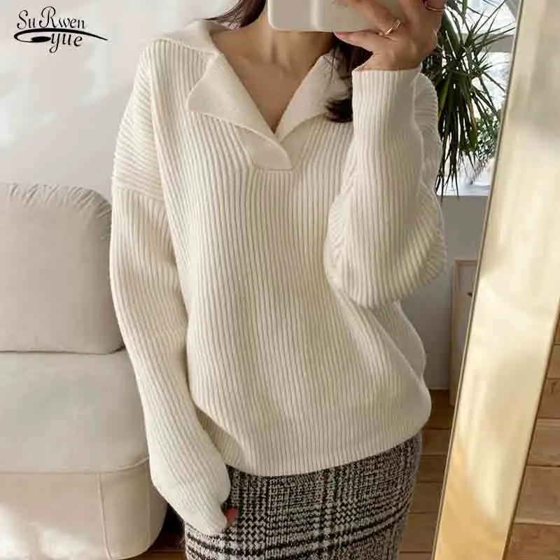 White Casual Chic Loose Turn-down Collar Women Knitted Jumpers Autumn Elegant Full Sleeve Female Solid Pullover Sweaters 16647
White Casual Chic Loose Turn-down Collar Women Knitted Jumpers Autumn Elegant Full Sleeve Female Solid Pullover Sweaters 16647