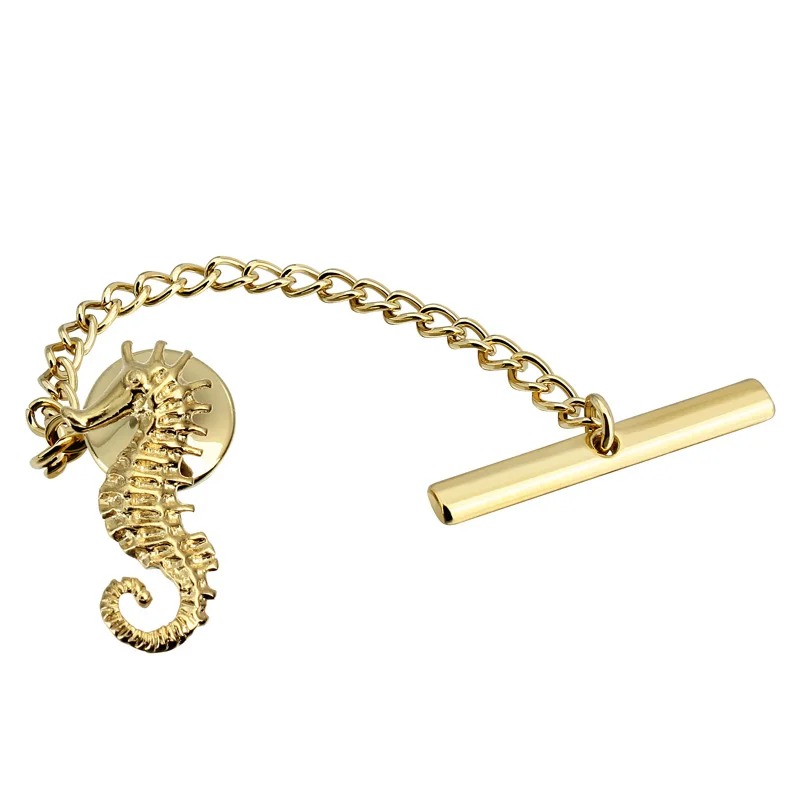 HAWSON New Design Gold Seahorse Tie Tack Pin with Safety Chain for Regular Necktie Men's Jewelry
HAWSON New Design Gold Seahorse Tie Tack Pin with Safety Chain for Regular Necktie Men's Jewelry