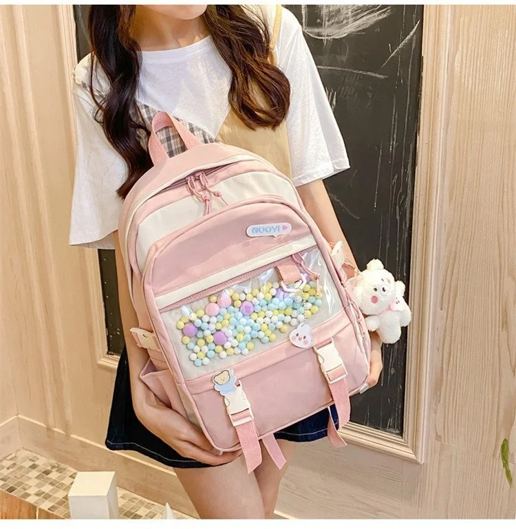 Korean version campus small fresh lovely color hair ball soft girl student transparent backpack cute girl schoolbag
Korean version campus small fresh lovely color hair ball soft girl student transparent backpack cute girl schoolbag