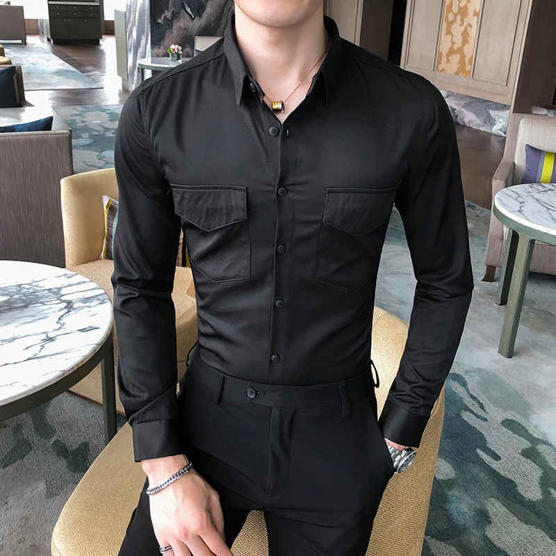 High quality Business Formal Men's Shirt Long Sleeve Fashion 2020 All Thin Game Casual Club Smoking Dresses
High quality Business Formal Men's Shirt Long Sleeve Fashion 2020 All Thin Game Casual Club Smoking Dresses