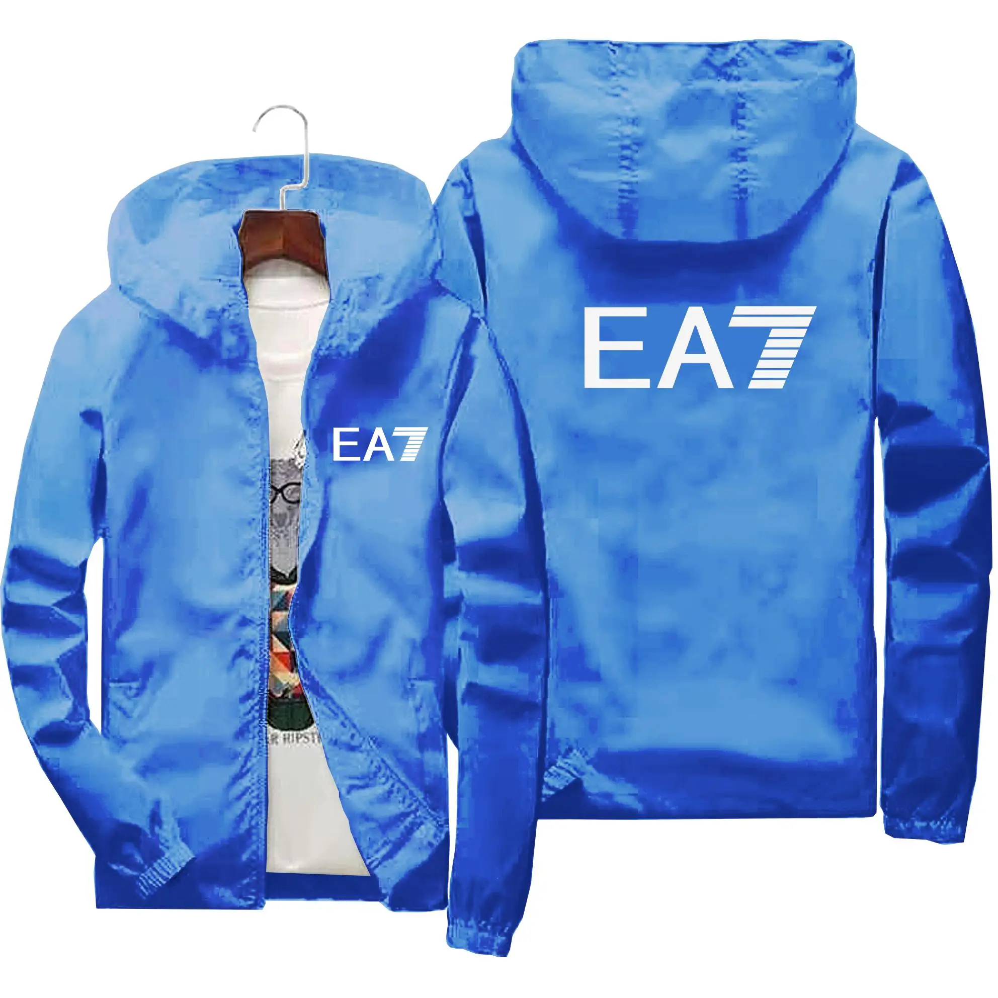 

Spring/summer new men's EA7 print casual jacket zippered hooded baseball jacket pilot outdoor mountaineering ski jacket windproo