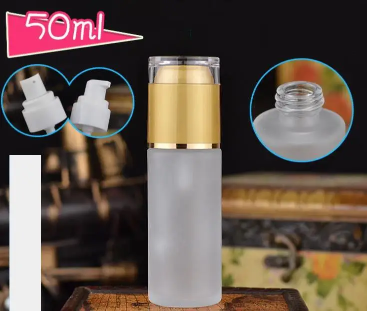 100pcs 50ml glass frosted lotion pump bottle cosmetic skin cream packaging container with acrylic plastic lid Gold silver cap SN
100pcs 50ml glass frosted lotion pump bottle cosmetic skin cream packaging container with acrylic plastic lid Gold silver cap SN