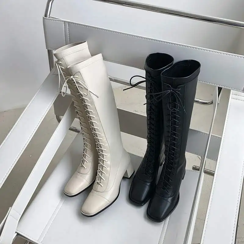 Krazing Pot cow leather med heel square toe equestrian cross-tied fashion keep warm European design Korean thigh high boots l7f1
Krazing Pot cow leather med heel square toe equestrian cross-tied fashion keep warm European design Korean thigh high boots l7f1