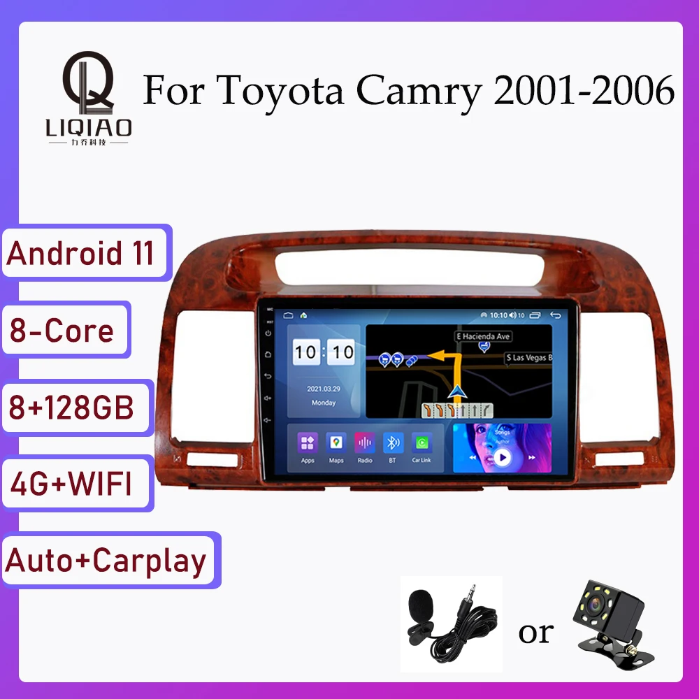 Автомобильный мультимедийный видеоплеер 2 din с GPS-навигацией для Toyota Camry 5 XV 30 2001-2006