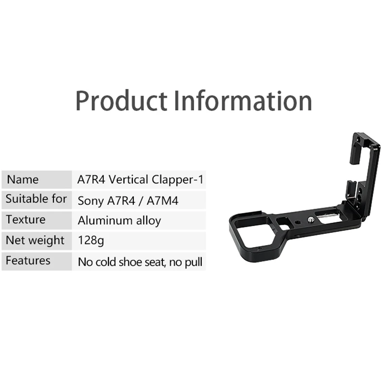 Suitable for Sony A7R4 Vertical Clapper Mini Single Camera Handle Base SLR L-Shaped Vertical Clapper
Suitable for Sony A7R4 Vertical Clapper Mini Single Camera Handle Base SLR L-Shaped Vertical Clapper