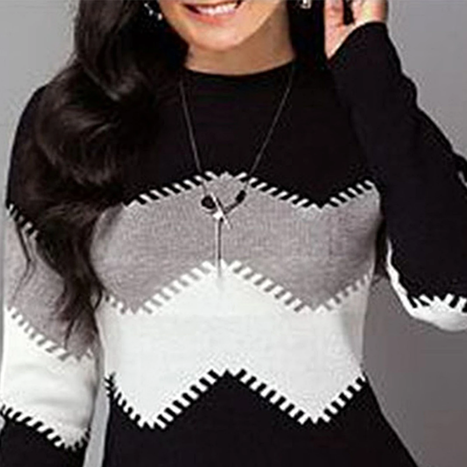 Women Autumn O Neck Long Sleeve Color Block Bodycon Warm Mini Sweater Dress
Women Autumn O Neck Long Sleeve Color Block Bodycon Warm Mini Sweater Dress
