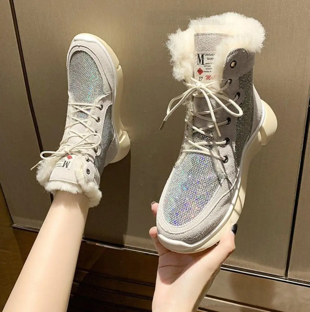 Fashion Sequins Non-Slip Warm Snow Boot Women Winter Cotton Padded Shoes Chunky Platform Ankle Boots Thick Plush Women's Sneaker
Fashion Sequins Non-Slip Warm Snow Boot Women Winter Cotton Padded Shoes Chunky Platform Ankle Boots Thick Plush Women's Sneaker
